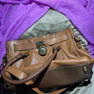 Michael Kors Brown Hamilton Leather Brown Satchel Bag